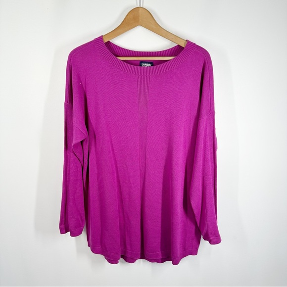 Lands End Purple Cotton Blend Tunic Sweater Large 14-16 - Picture 1 of 5
